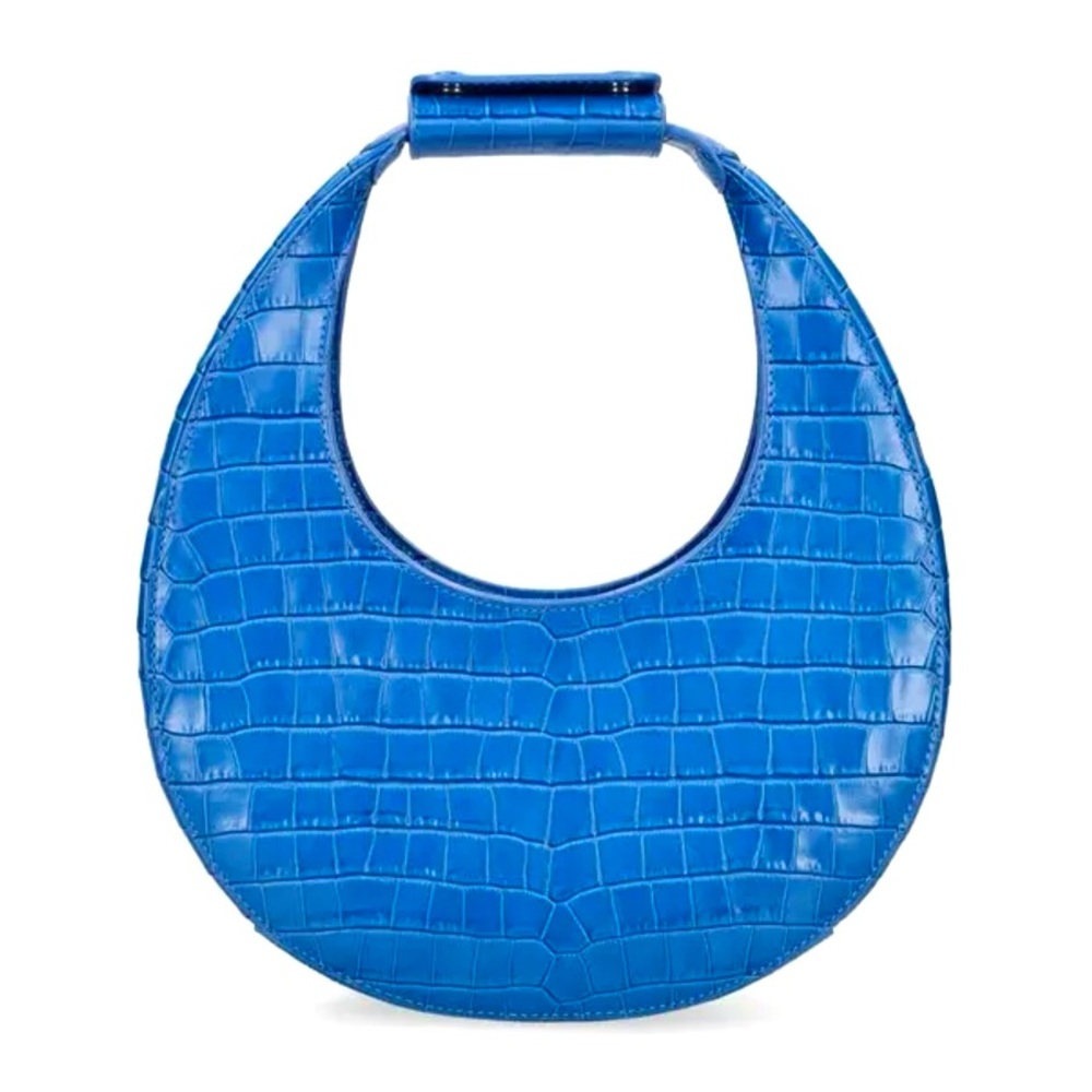 🌺🎉2XHP🎉🌺 NWT Staud Mini Moon Crocodile Embossed Bag Island Blue - Picture 13 of 16